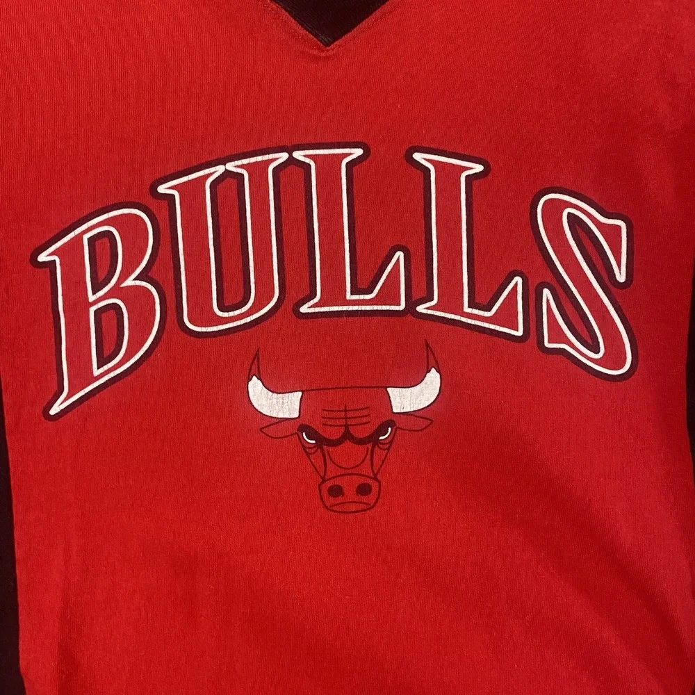 Vintage Chicago Bulls Shirt‎ Mens Large Colorblock V Neck True Fan NBA Jordan